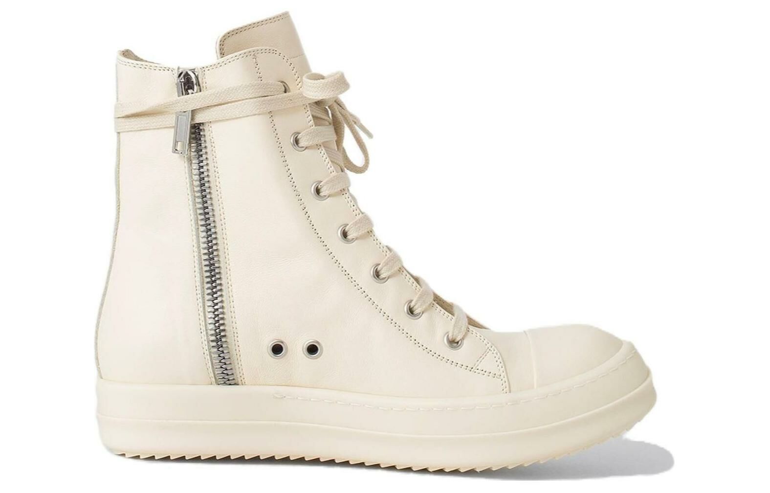 【代購】RICK OWENS/RO Anti-Slip Wear-Resistant High-Top Skateboard Shoes Women's Beige