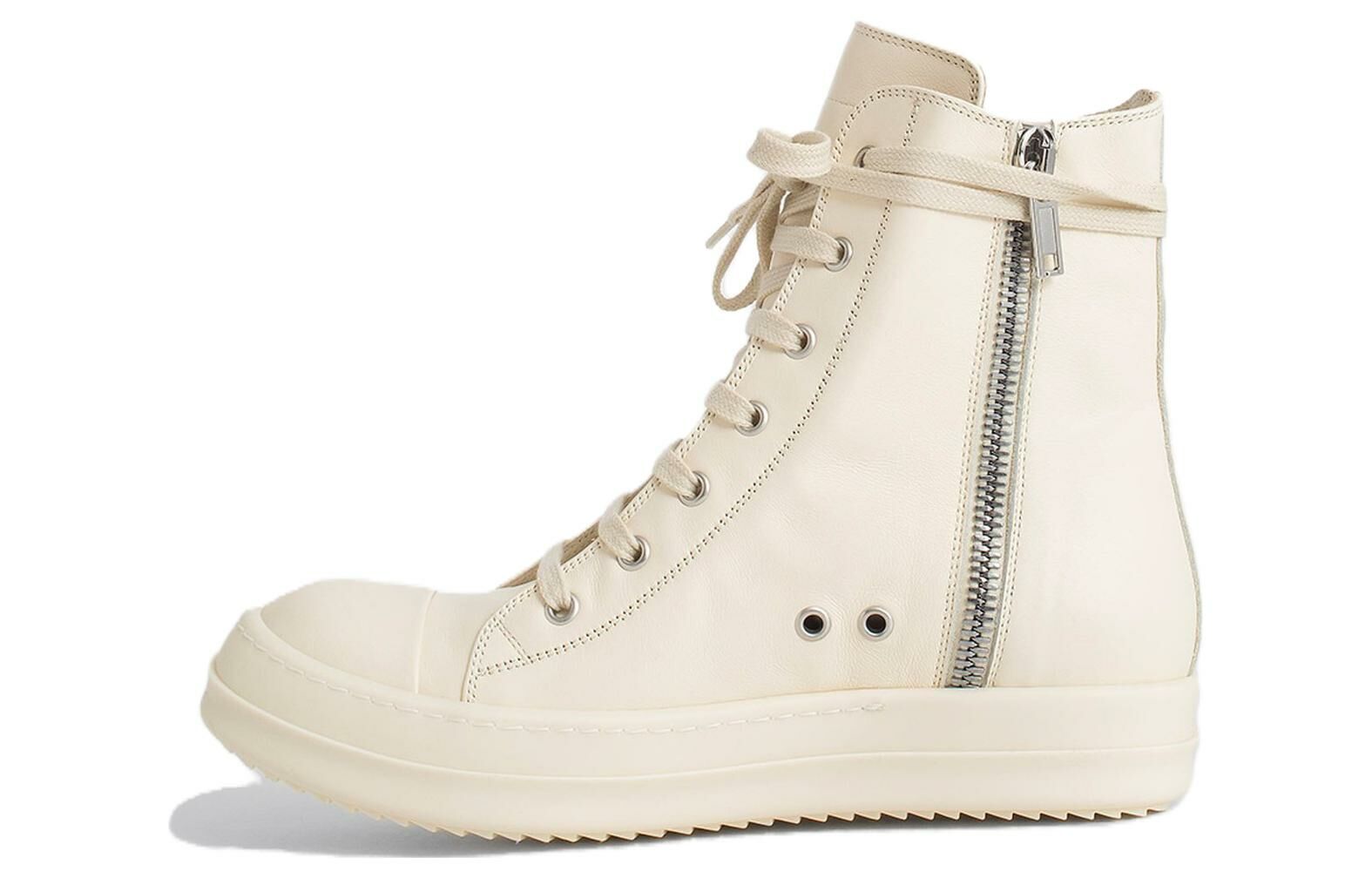 【代購】RICK OWENS/RO Anti-Slip Wear-Resistant High-Top Skateboard Shoes Women's Beige