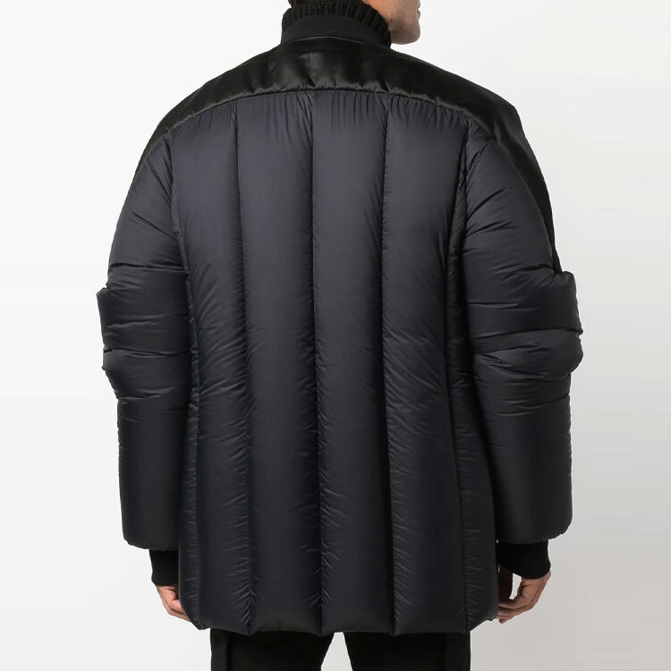 【代購】RICK OWENS/RO FW21 Solid Color Collarless Down Jacket Men's Black