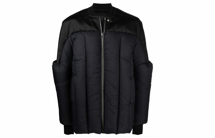 【代購】RICK OWENS/RO FW21 Solid Color Collarless Down Jacket Men's Black