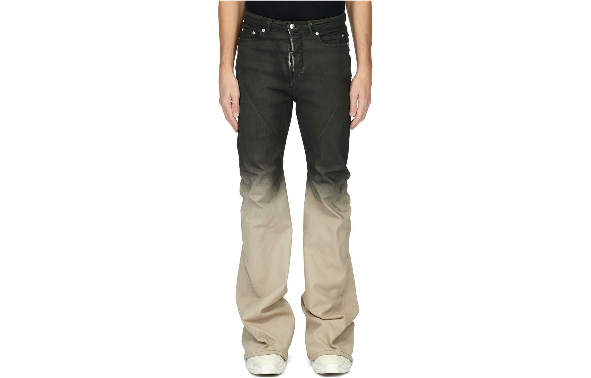 【代購】RICK OWENS/RO LUXOR BIAS BOOTCUT IN BLACK PEARL DEGRADE STRETCH DENIM Jeans Men's