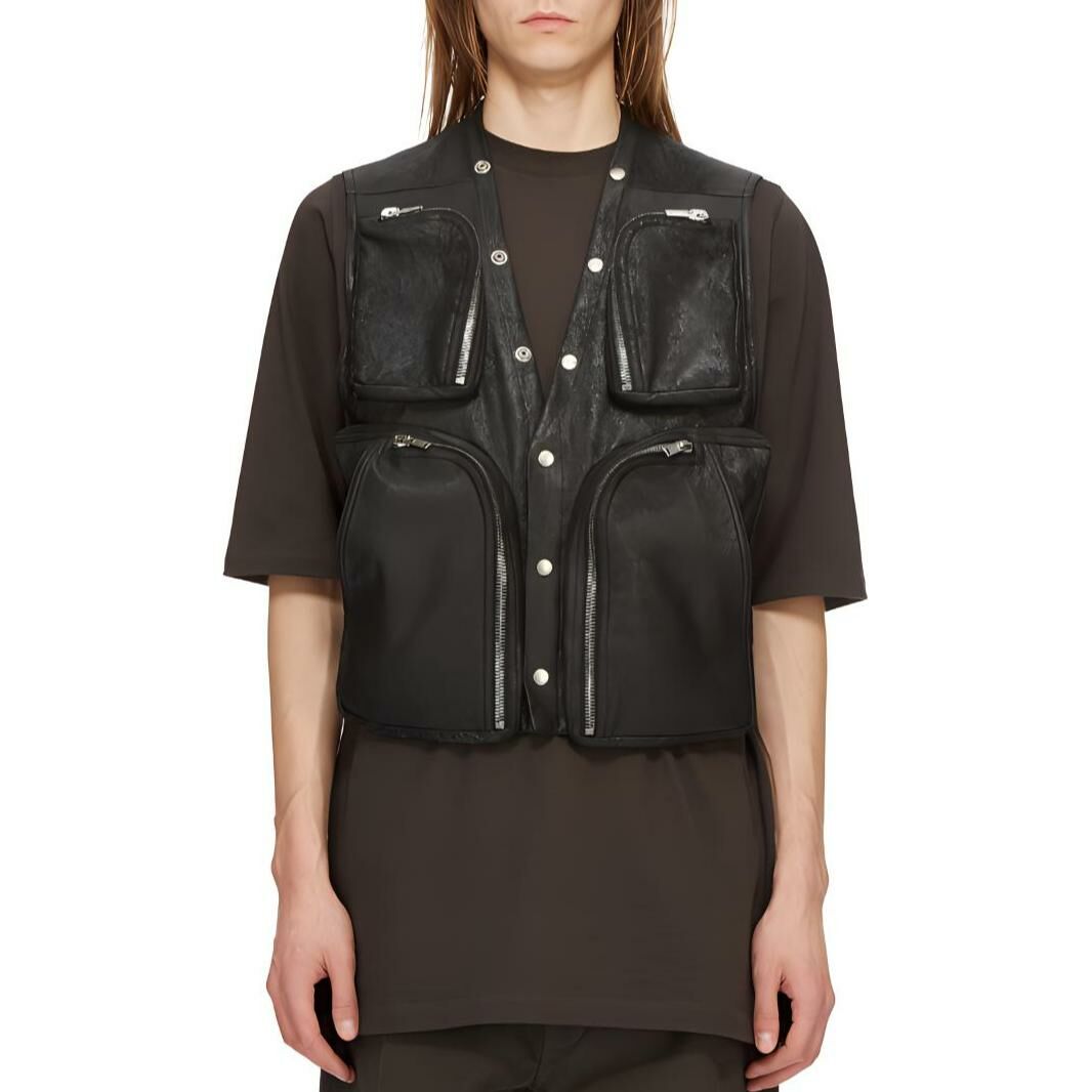 【代購】RICK OWENS Leather V neck Gilet