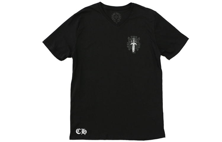 【代購】Chrome Hearts Agger V Neck Short Sleeve T Shirt Black T-Shirt Unisex Black