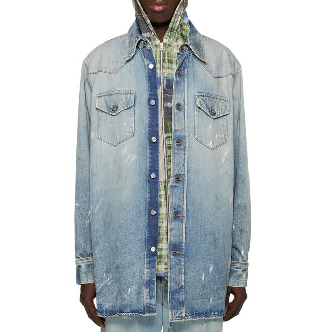 【代購】Acne Studios Paint Printed Denim Shirt