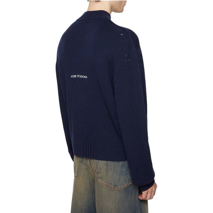 【代購】Acne Studios Knitted Fabric Cardigan Unisex Marine Blue