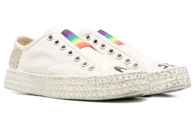 【代購】Acne Studios Logo Low Top Stylish Skateboarding Shoes Women's Beige Vintage Version