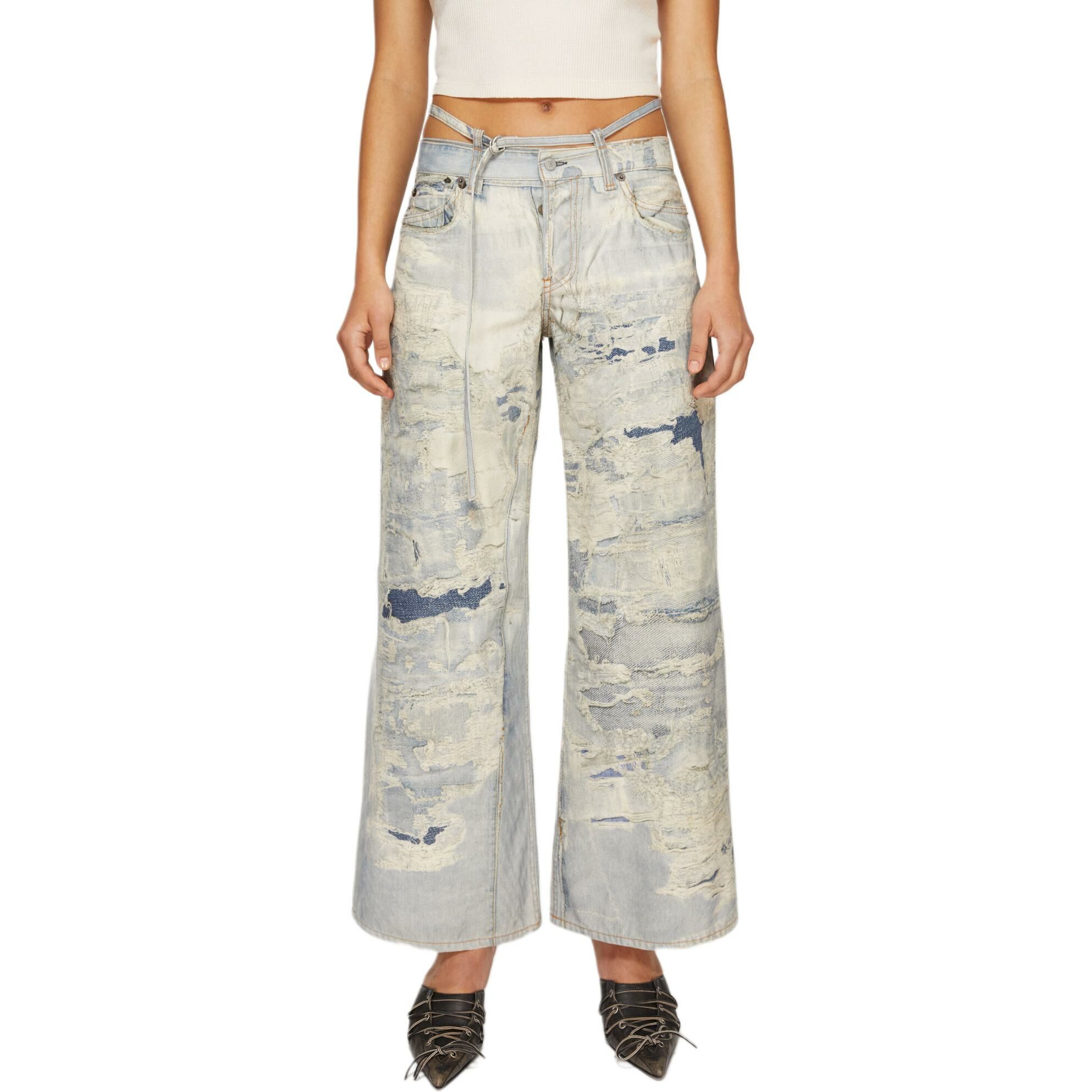 【代購】Acne Studios Distressed Wide-Leg Jeans