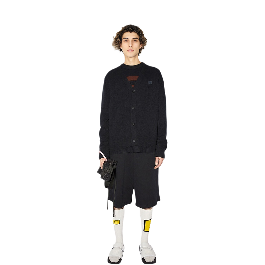 【代購】Acne Studios Wool Face Patch V Neck Cardigan Sweater
