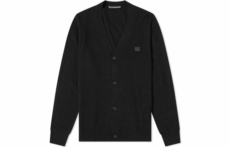 【代購】Acne Studios Wool Face Patch V Neck Cardigan Sweater