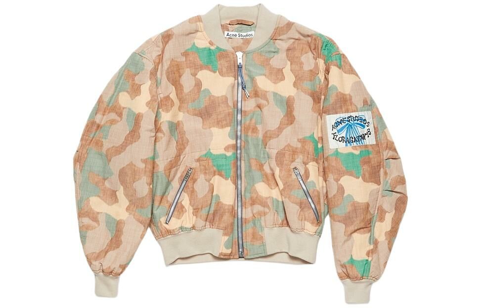 【代購】Acne Studios Camouflage Printed Zip Up Bomber Jacket