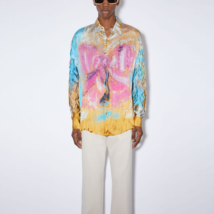 【代購】Acne Studios Shirts Men Rice Flower Yellow Pink