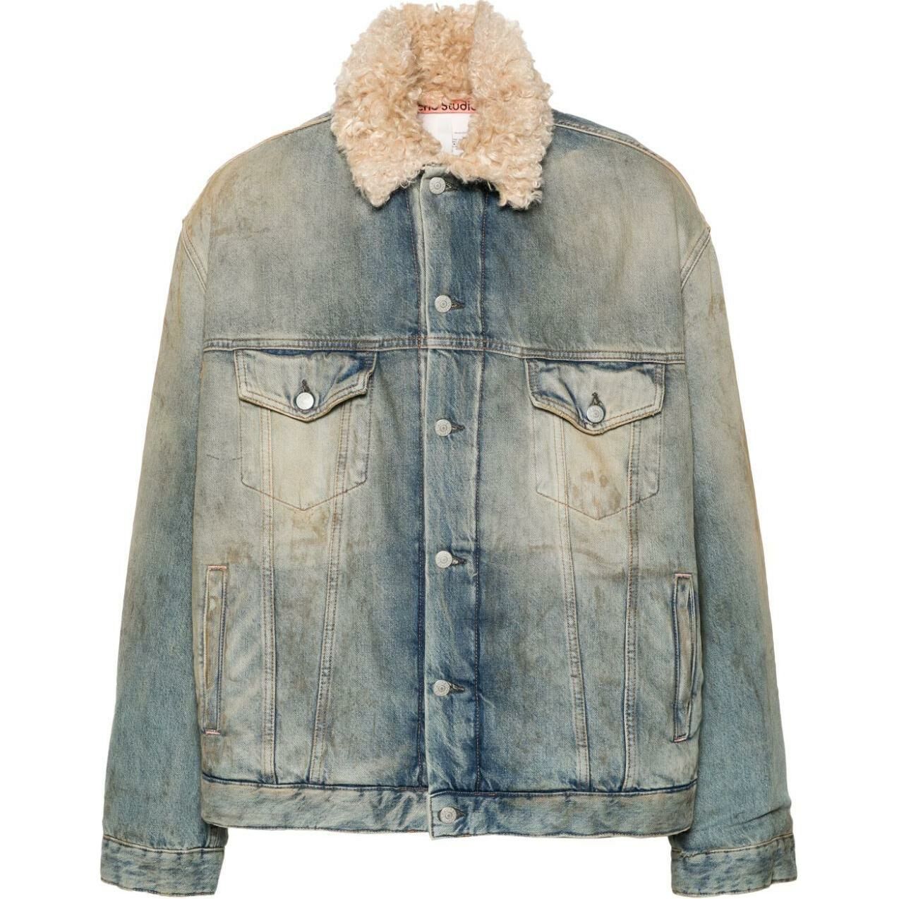 【代購】Acne Studios Shearling collar Distressed Denim Jacket