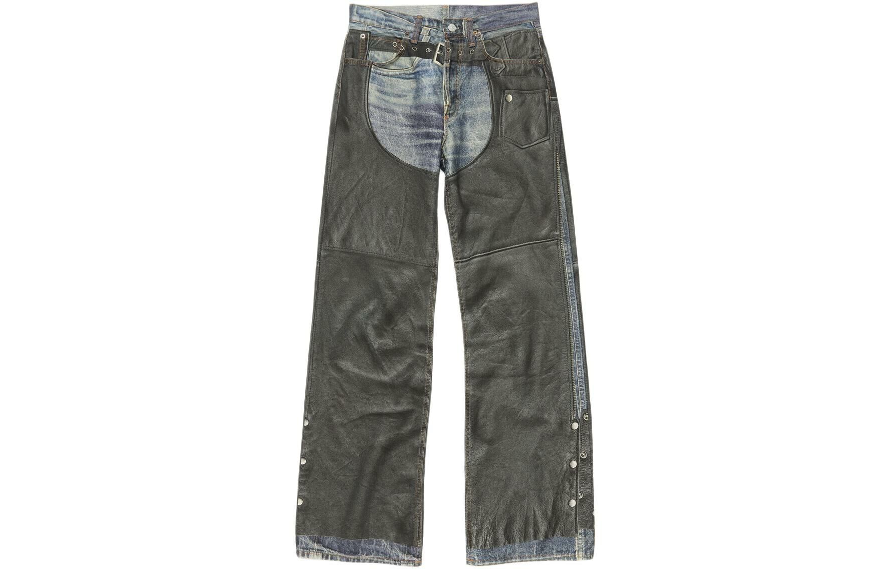 【代購】Acne Studios Leather Chaps Printed Jeans