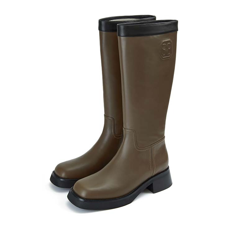 【代購】Marie Claire Knee-high Boots 4.5cm Women's Basil Khaki