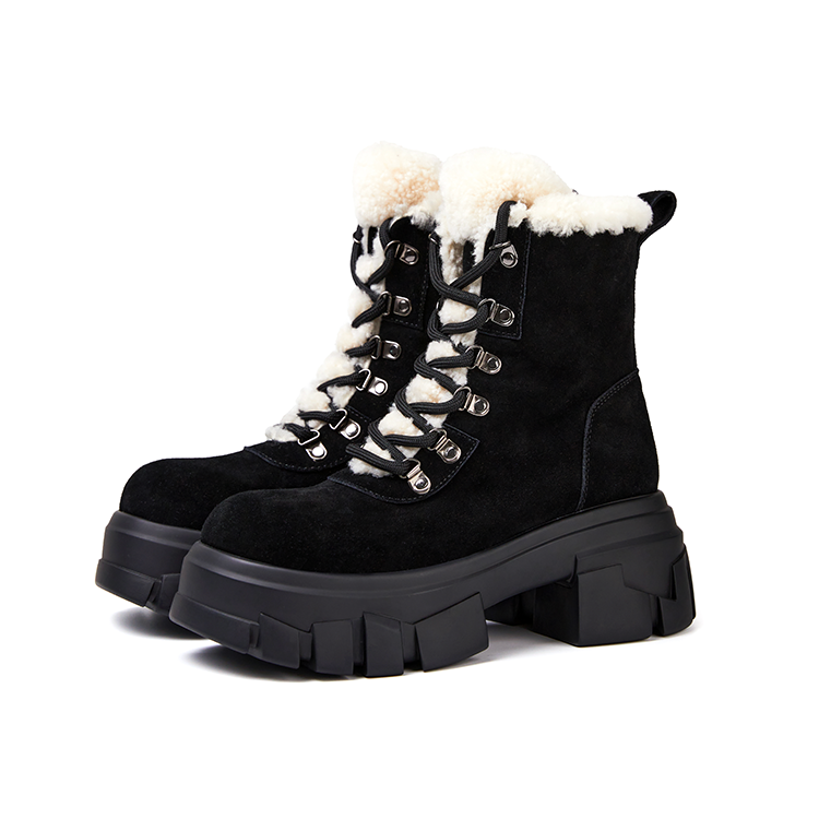 【代購】Marie Claire Short Mid Calf Martin Boot 6.5cm Women's Midnight Paris Black