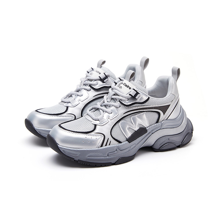 【代購】Marie Claire Low-Top Chunky Sneakers 5cm Women's Shimmering Silver