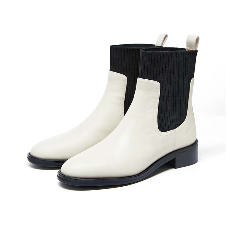【代購】Marie Claire Ankle-Length Chelsea Boots 3.5cm Women's Reverse White