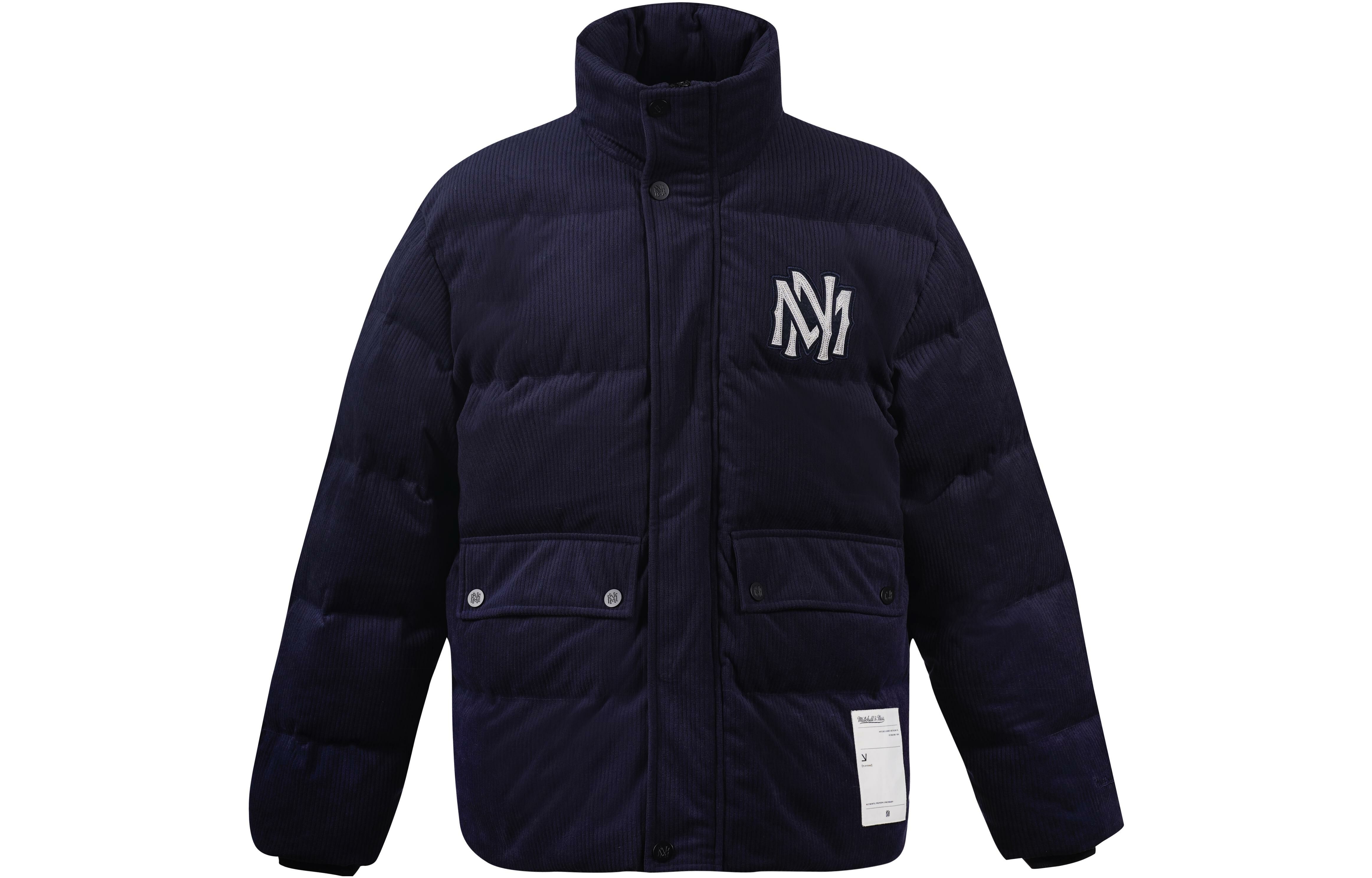 【代購】Mitchell & Ness Abstract Pattern Stand Collar Thickened Down Jacket Unisex Blue