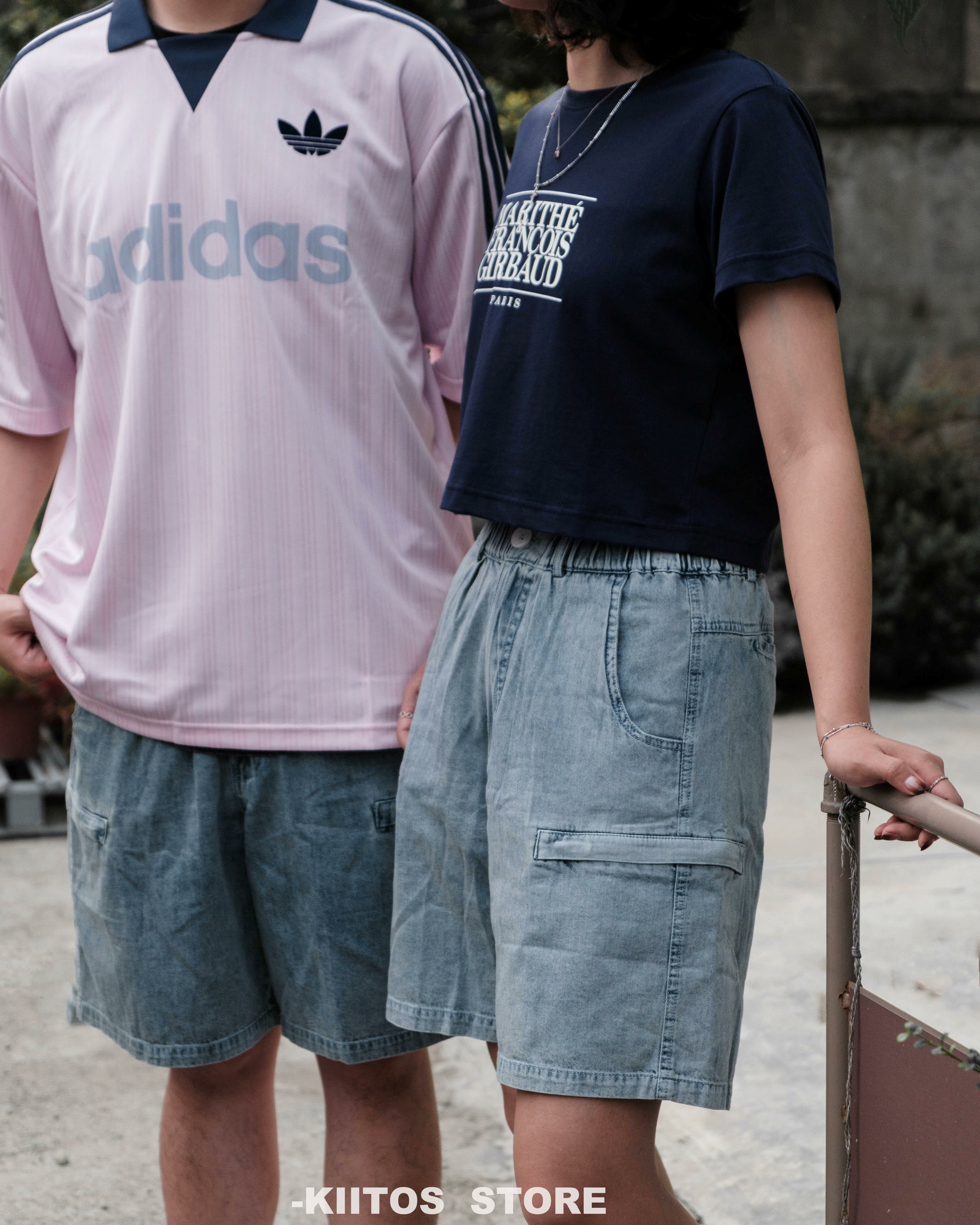 Tailor collection 自製款 畫家褲 水洗藍 抽繩 牛仔 短褲 牛仔短褲 6605