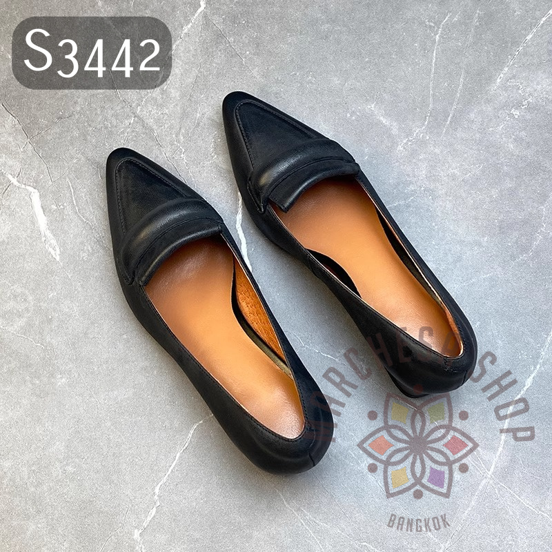 S3442 - 頭層羊仔皮水磨搭帶尖頭高踭鞋