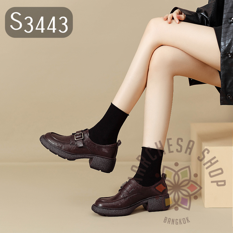 S3443 - 頭層羊仔皮簡約扣帶樂福鞋