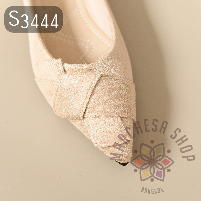 S3444 - 牛猄皮搭帶尖頭平底鞋