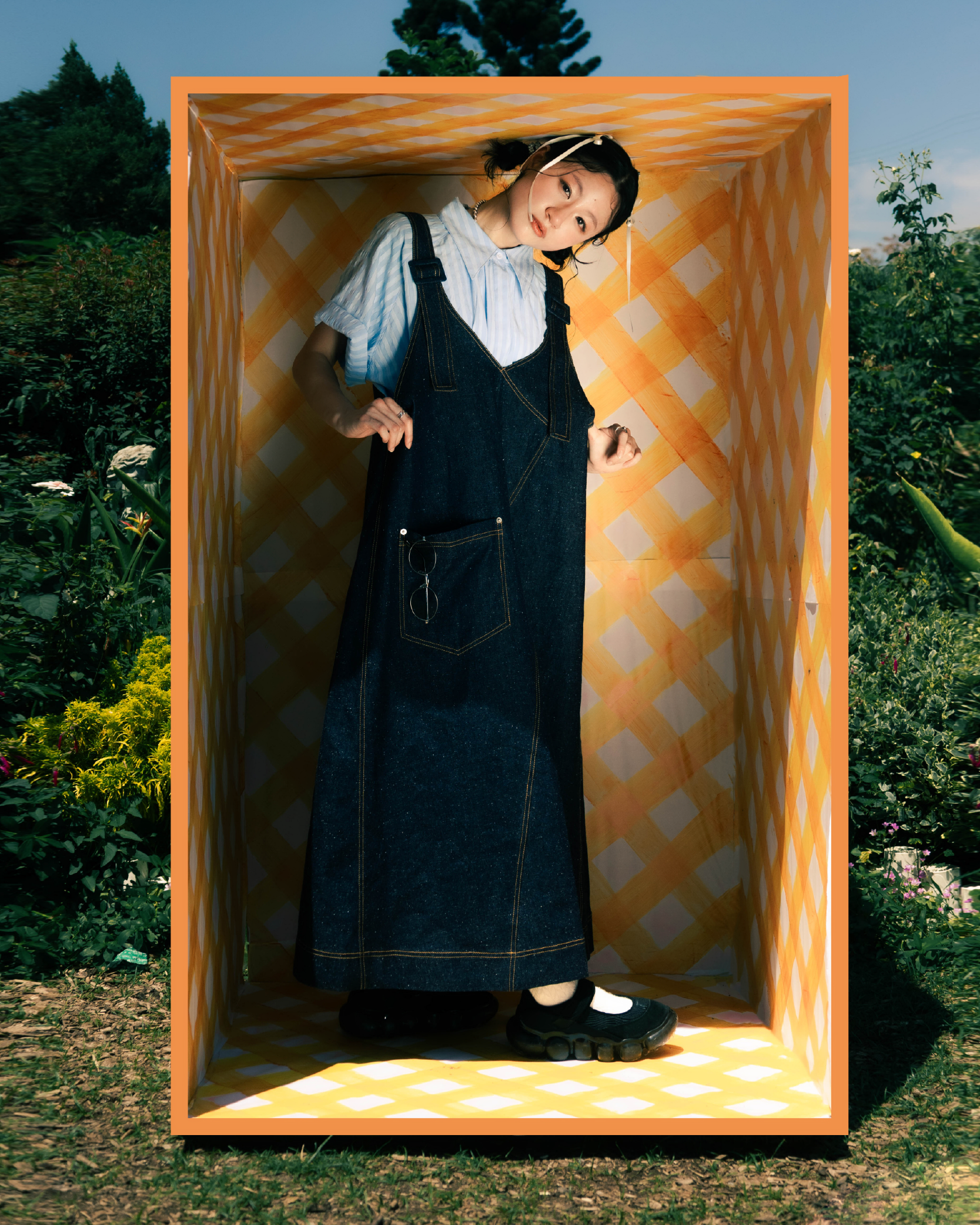 【 Kiki.co made 】 Two-way denim A Line onepiece