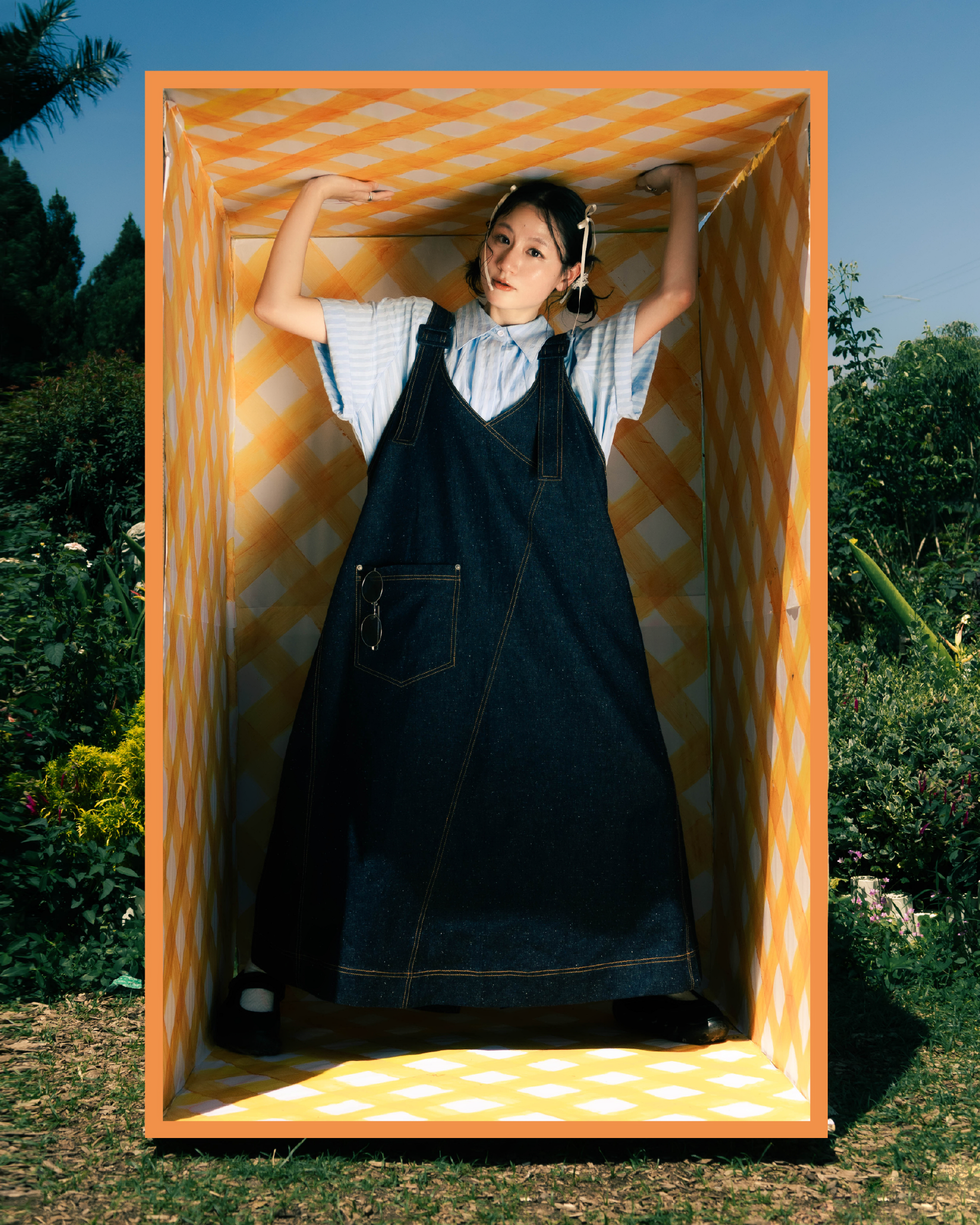 【 Kiki.co made 】 Two-way denim A Line onepiece