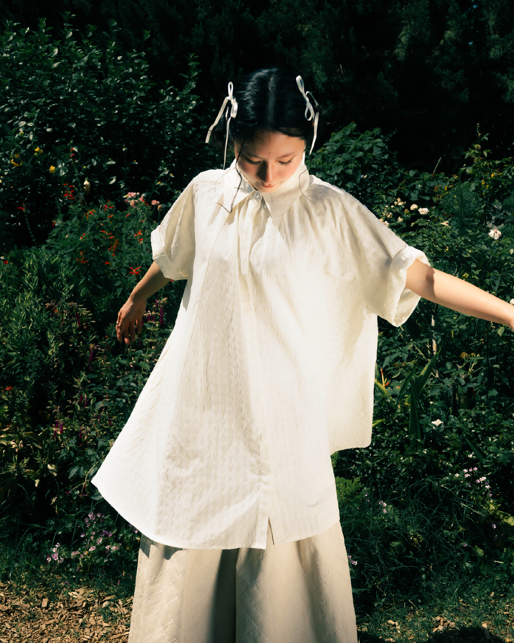 【 Kiki.co made 】 Check A line dress top - ivory