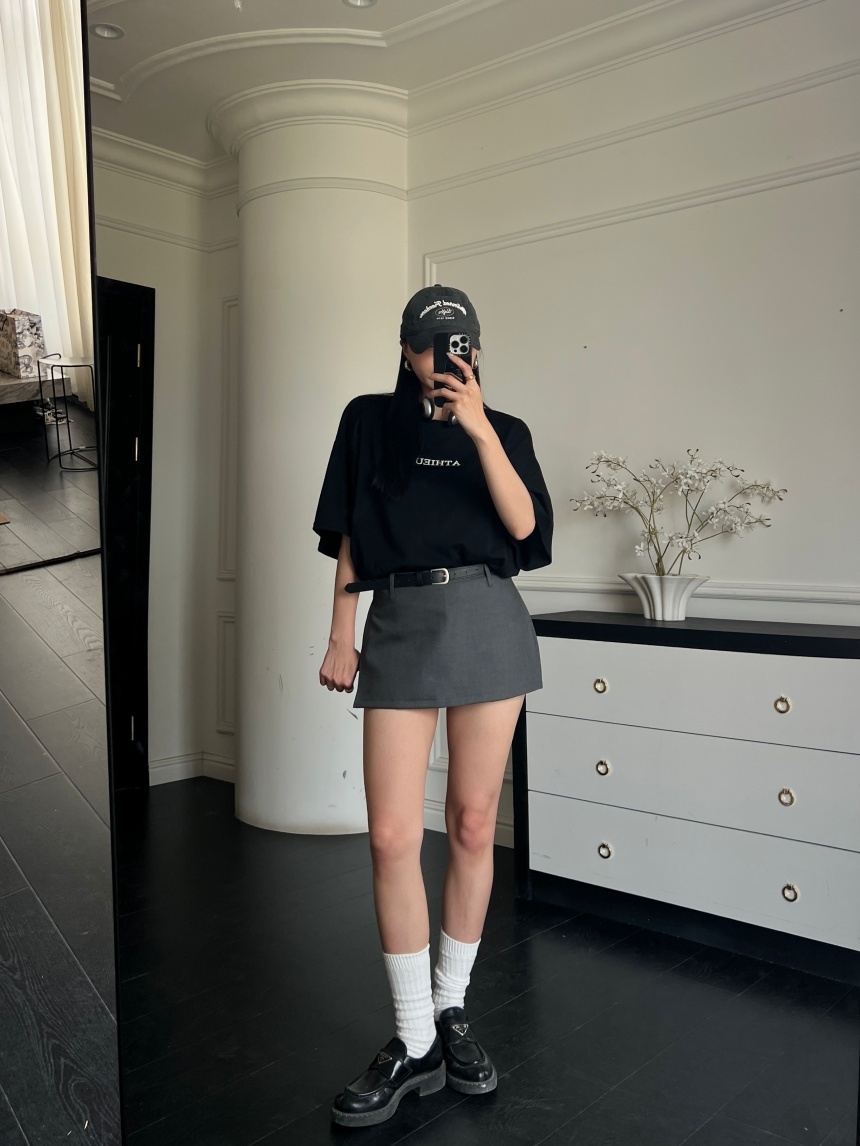 附皮帶雙開衩西裝褲裙*3色