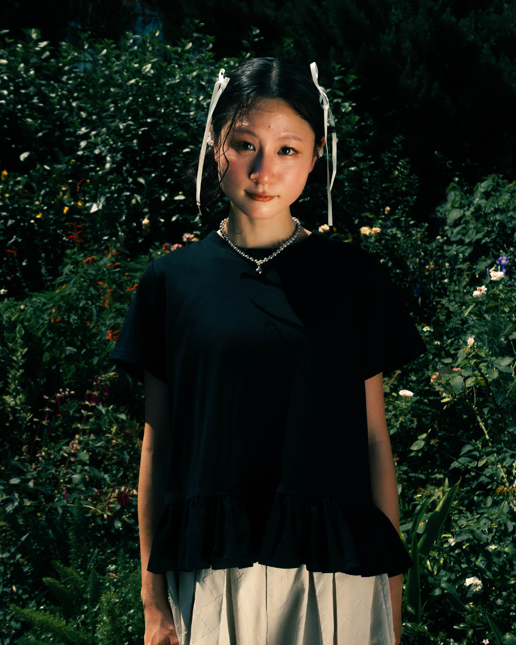 【 Kiki.co made 】100% cotton  ruffle tee - black