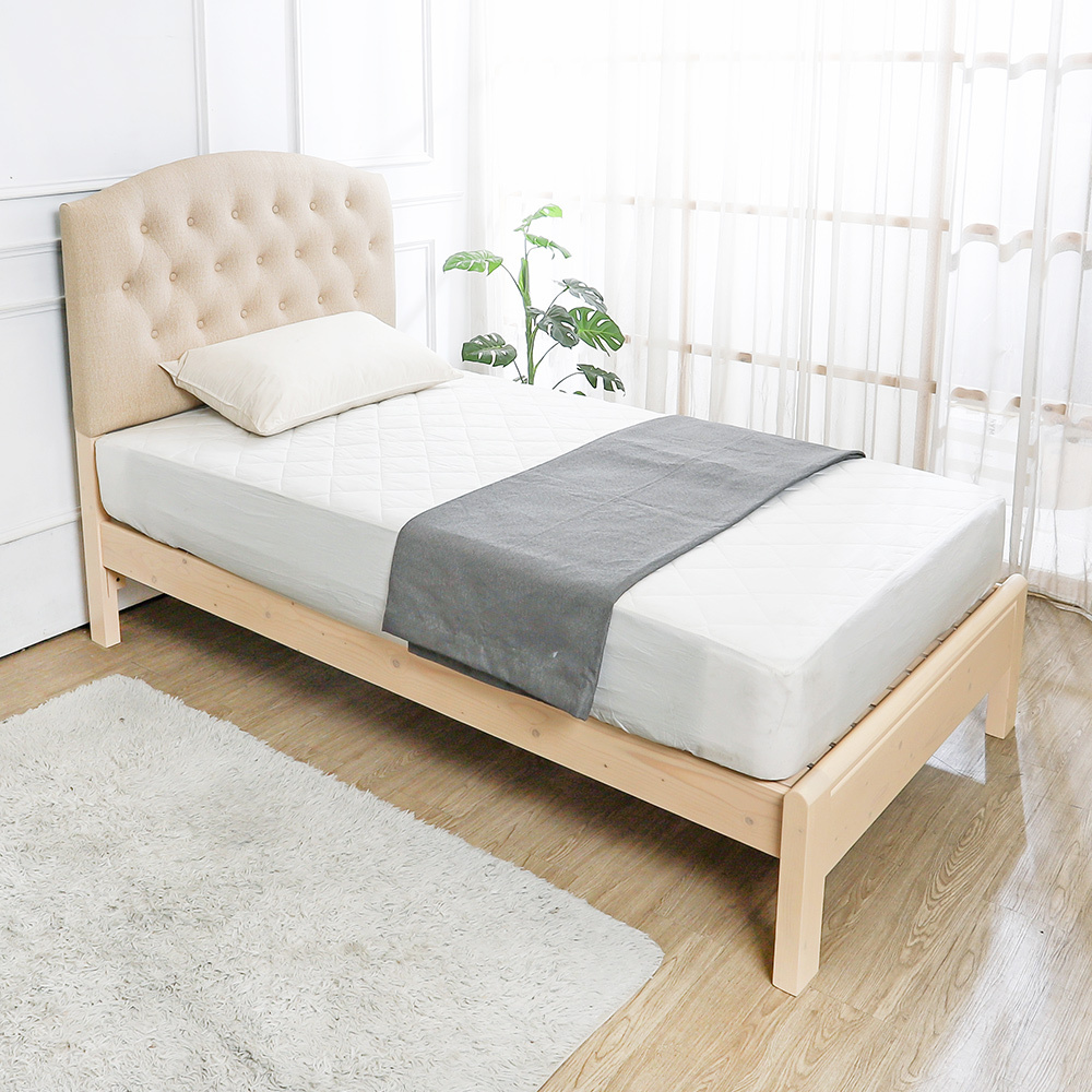 出清-芙妮3.5尺耐磨皮革單人實木床架/床組