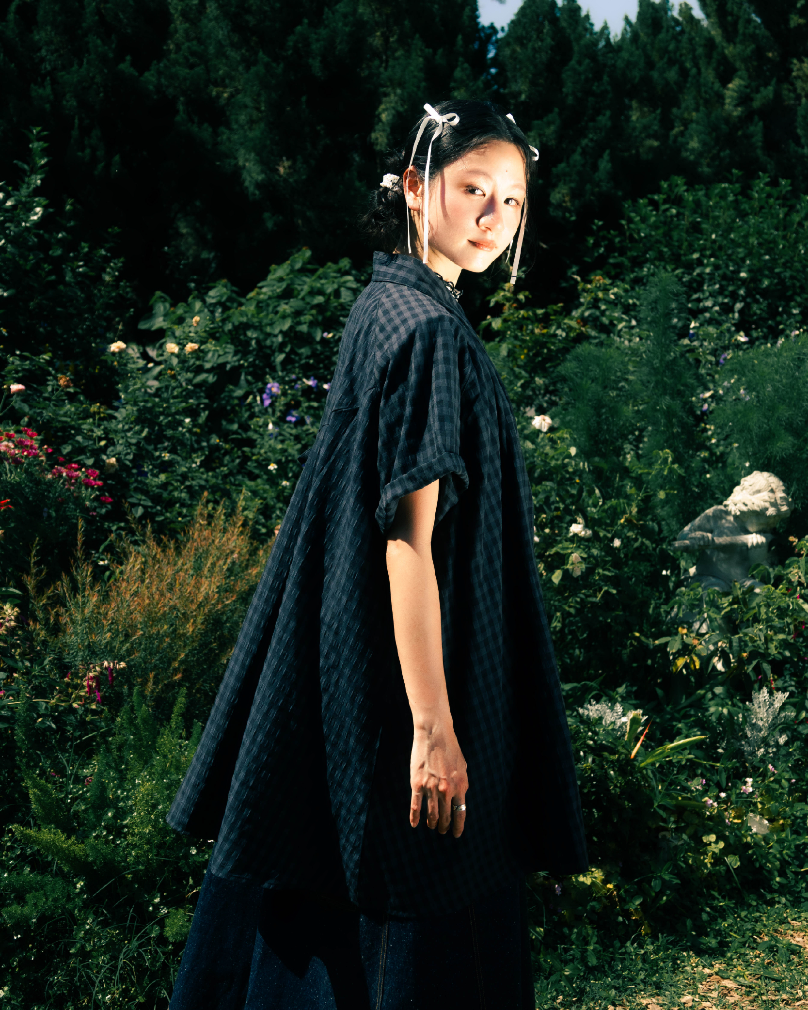 【 Kiki.co made 】 Check A line dress top - black