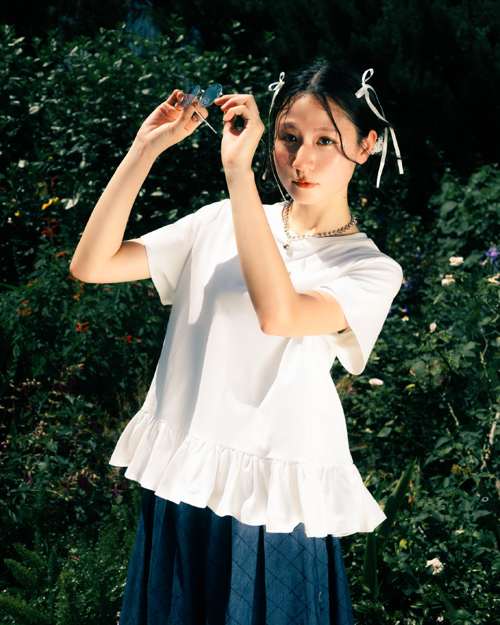 【 Kiki.co made 】 100% cotton  ruffle tee - ivory