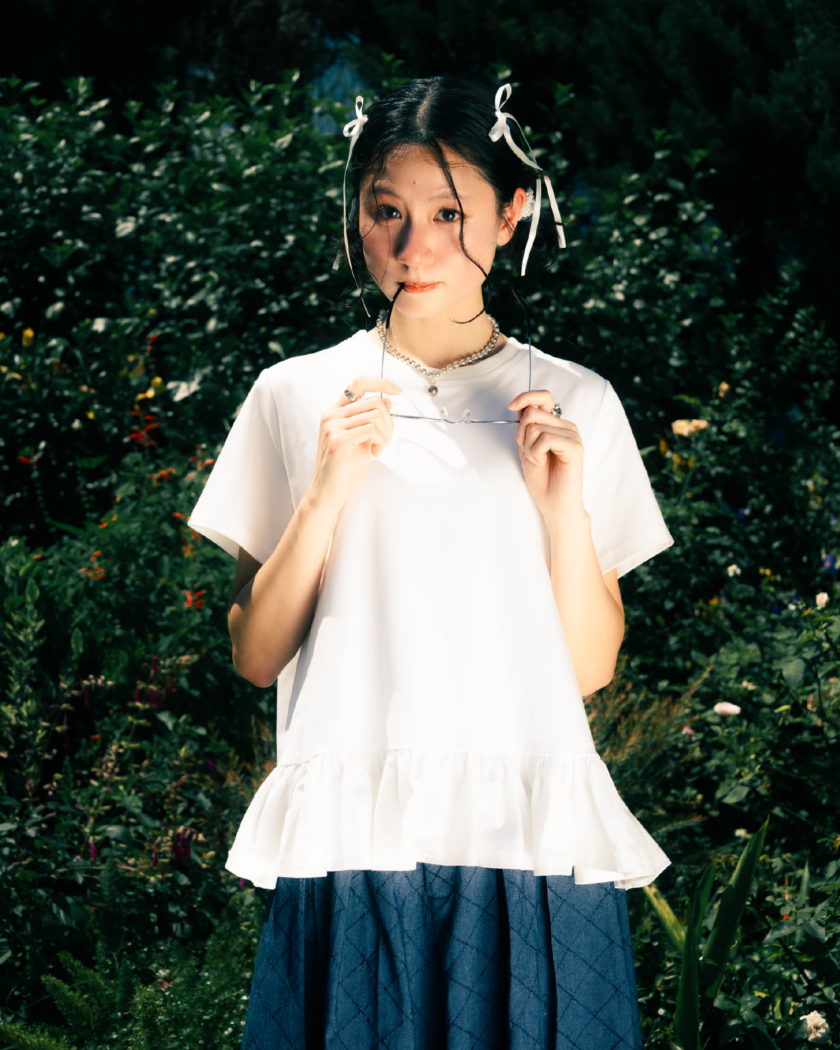 【 Kiki.co made 】 100% cotton  ruffle tee - ivory