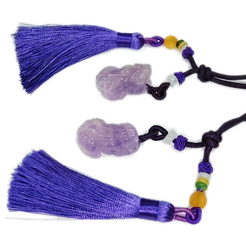 招財貔貅{紫黃晶}掛飾1對【十方】154802