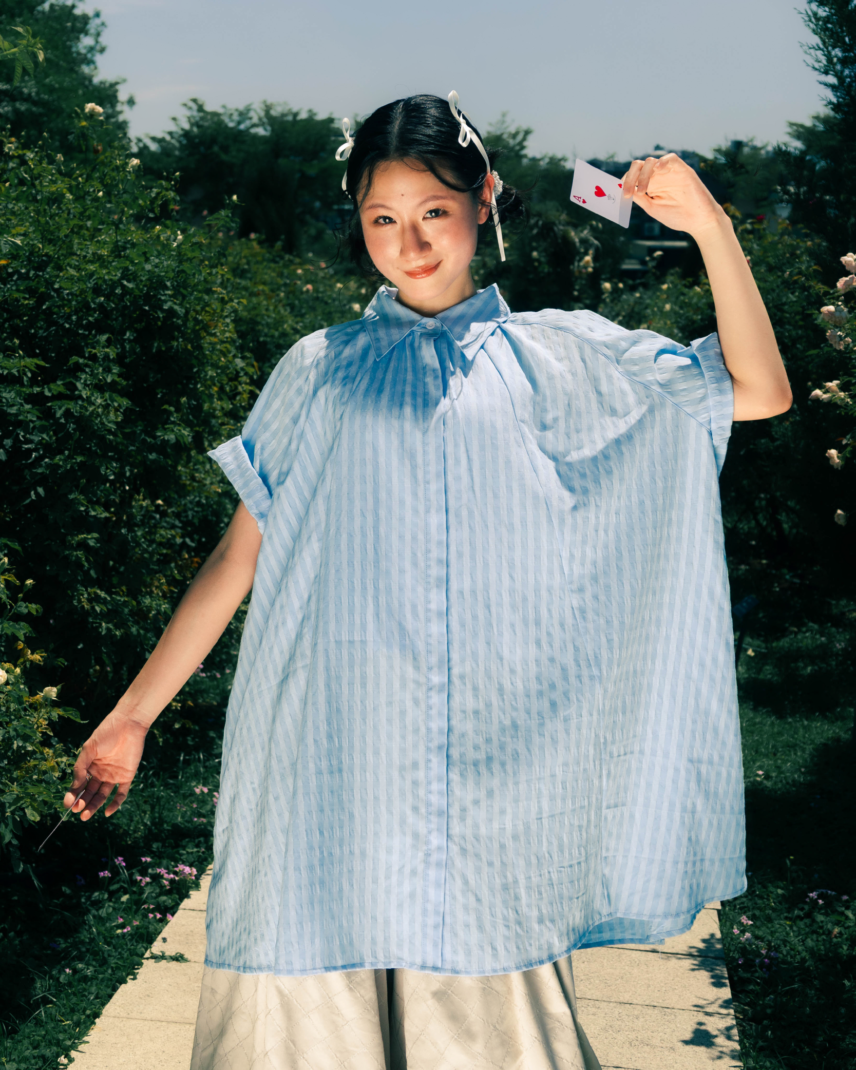 【 Kiki.co made 】 Check A line dress top - blue