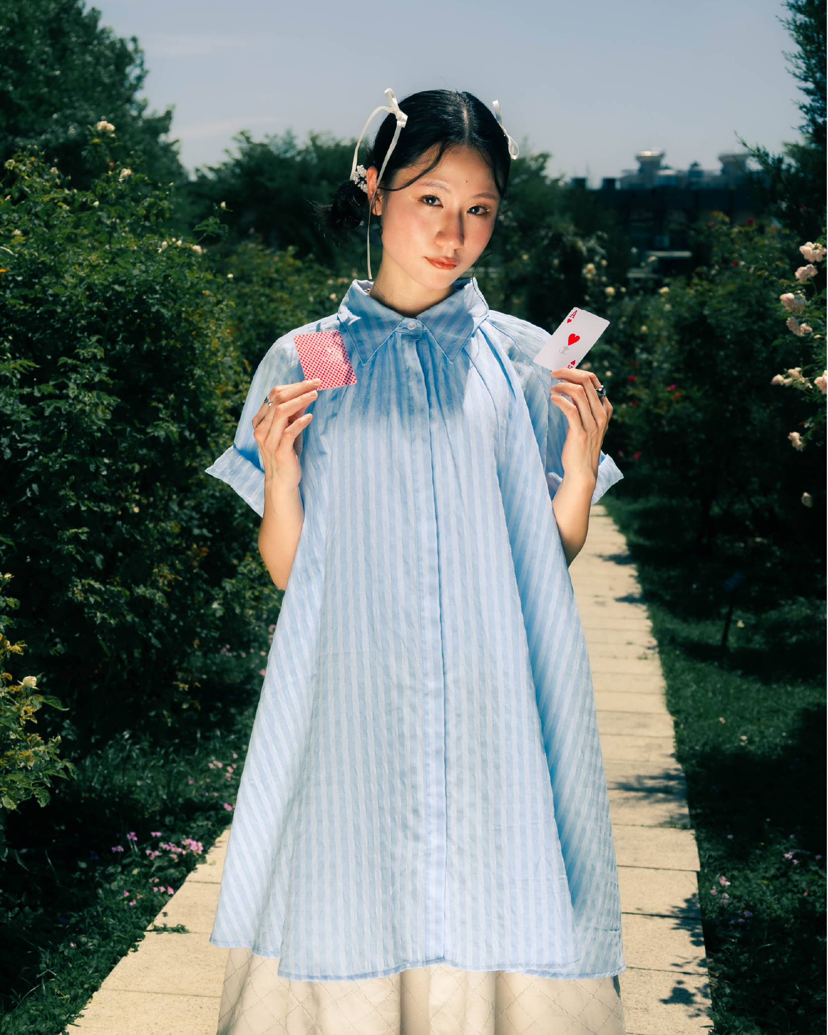 【 Kiki.co made 】 Check A line dress top - blue