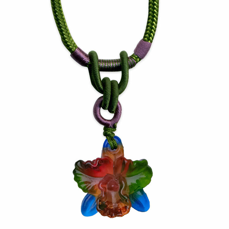 鹿港窯禮品館｜居家開運｜蘭花造型水晶琉璃項鍊