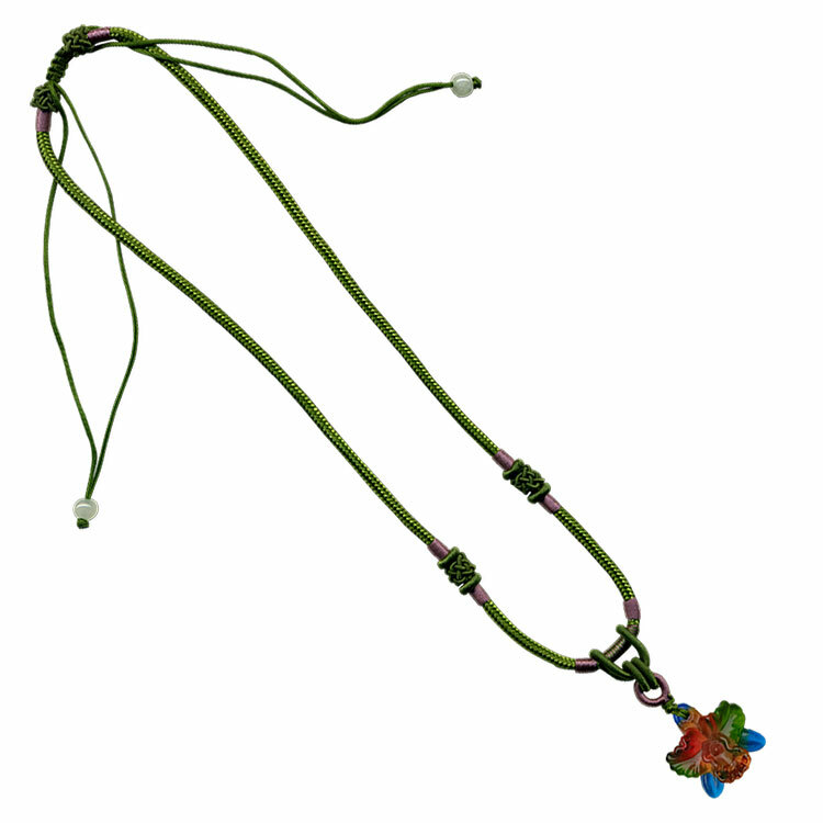 鹿港窯禮品館｜居家開運｜蘭花造型水晶琉璃項鍊