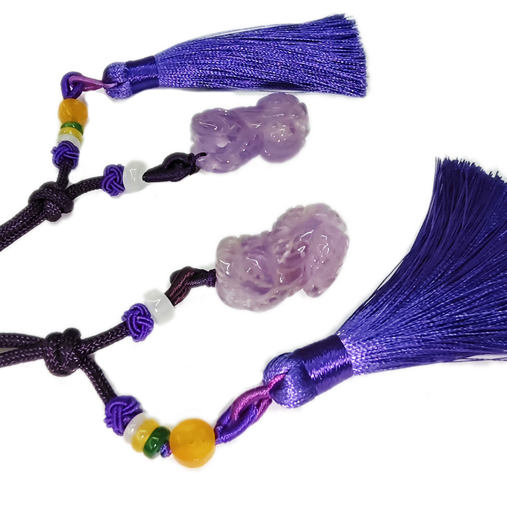 招財貔貅{紫黃晶}掛飾1對【十方】154801