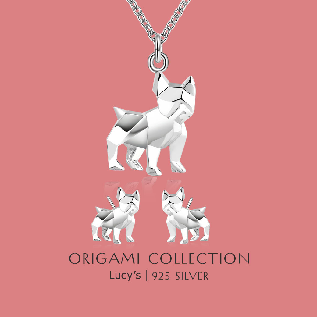 純銀摺紙系列｜法鬥犬 耳環/項鍊 (118378/118381)