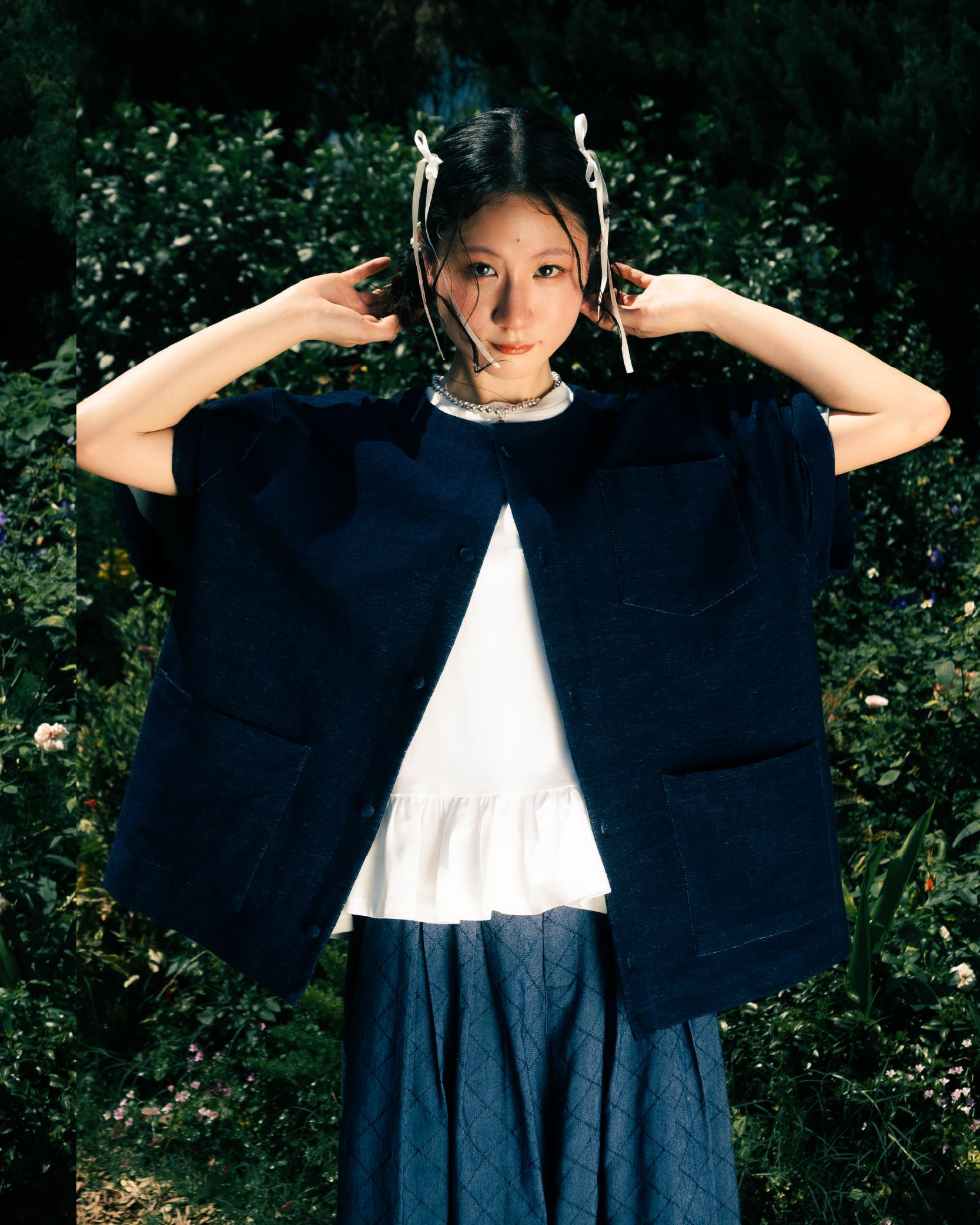 【 Kiki.co made 】 Indigo dye multiple pockets top
