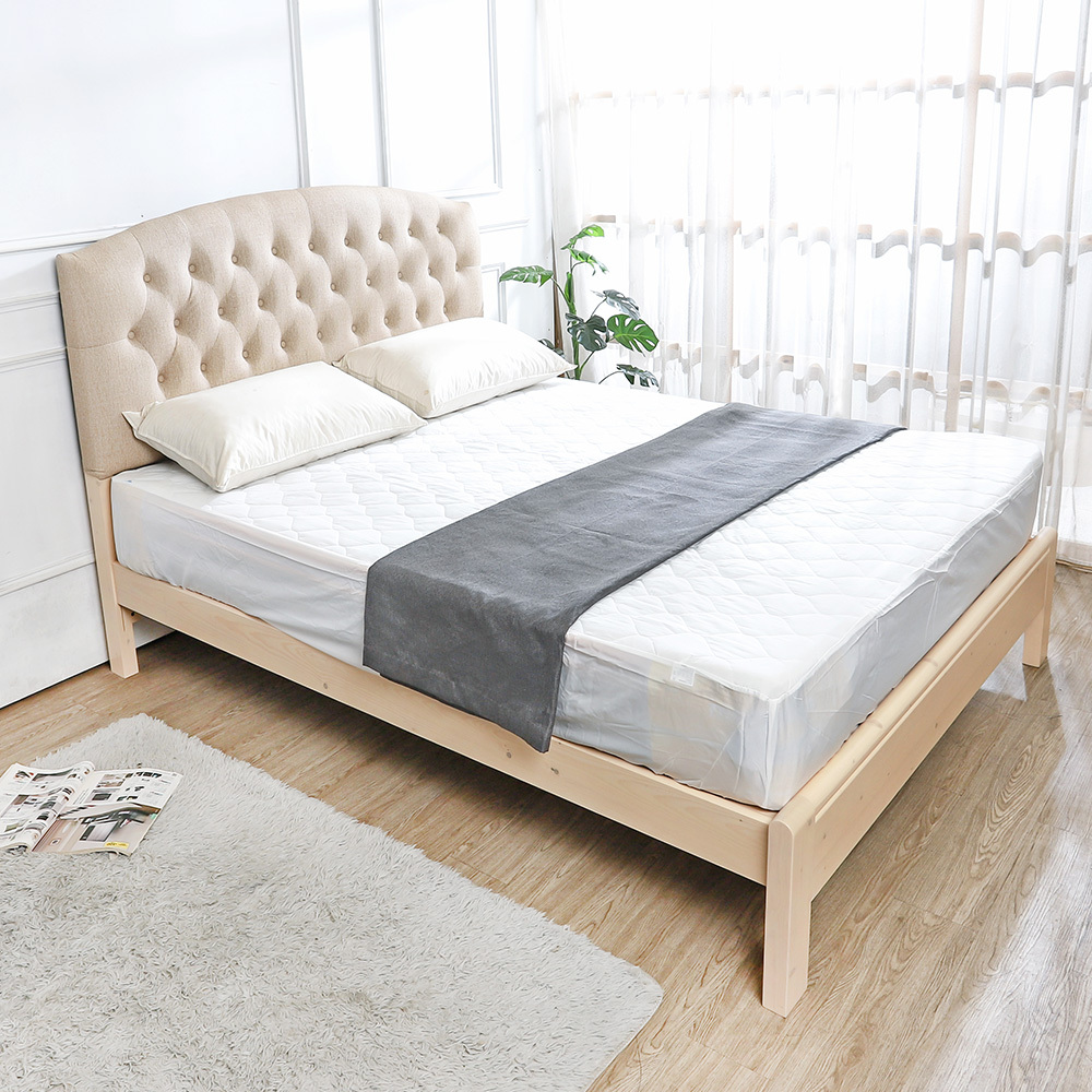 出清-芙妮5尺耐磨皮革雙人實木床架/床組