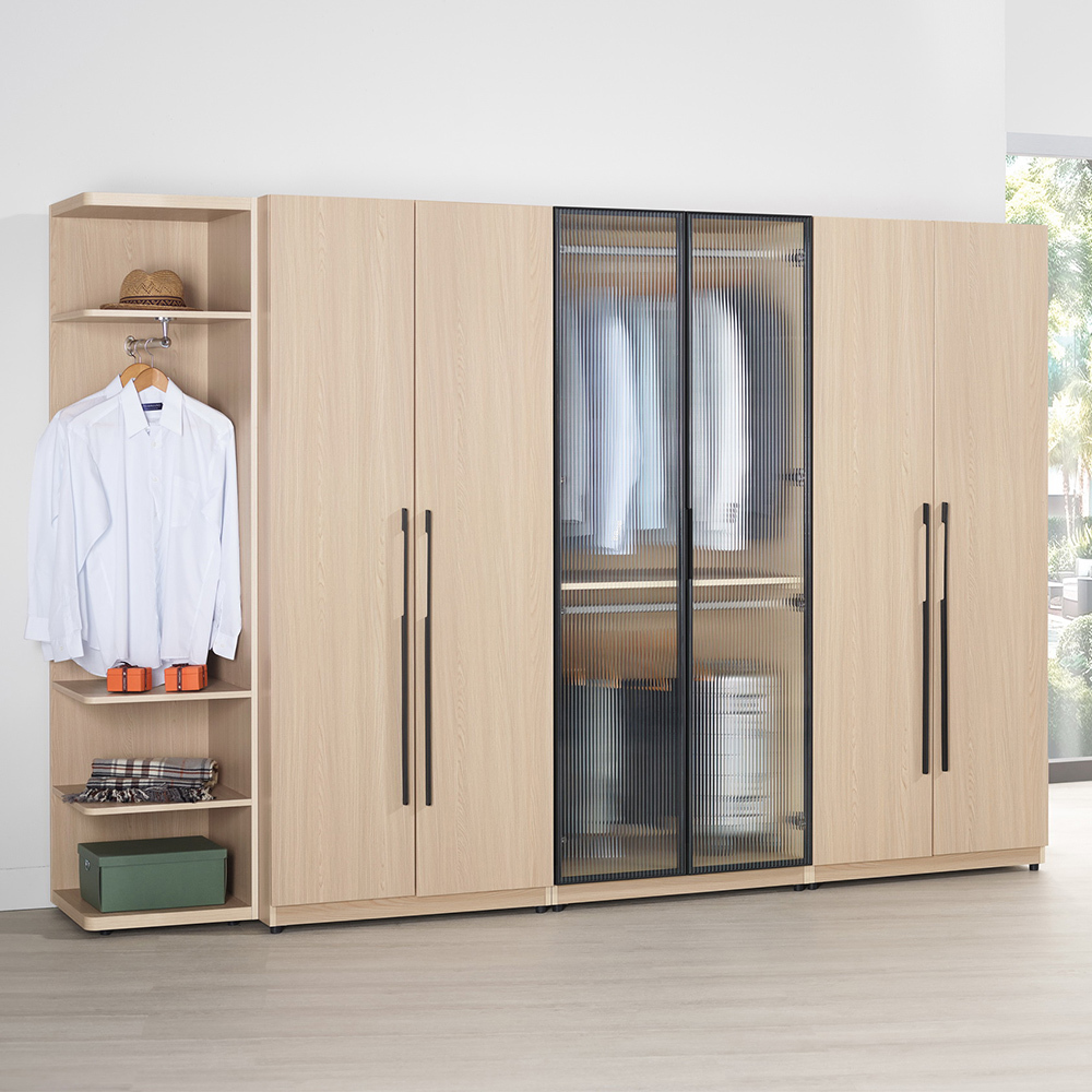 恩洛9.5尺多功能收納衣櫃組合(轉角衣櫃組合)