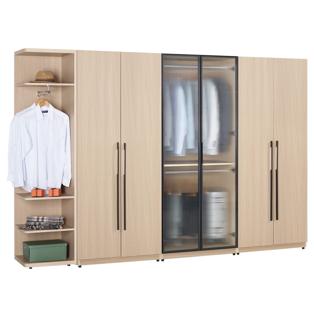 恩洛9.5尺多功能收納衣櫃組合(轉角衣櫃組合)