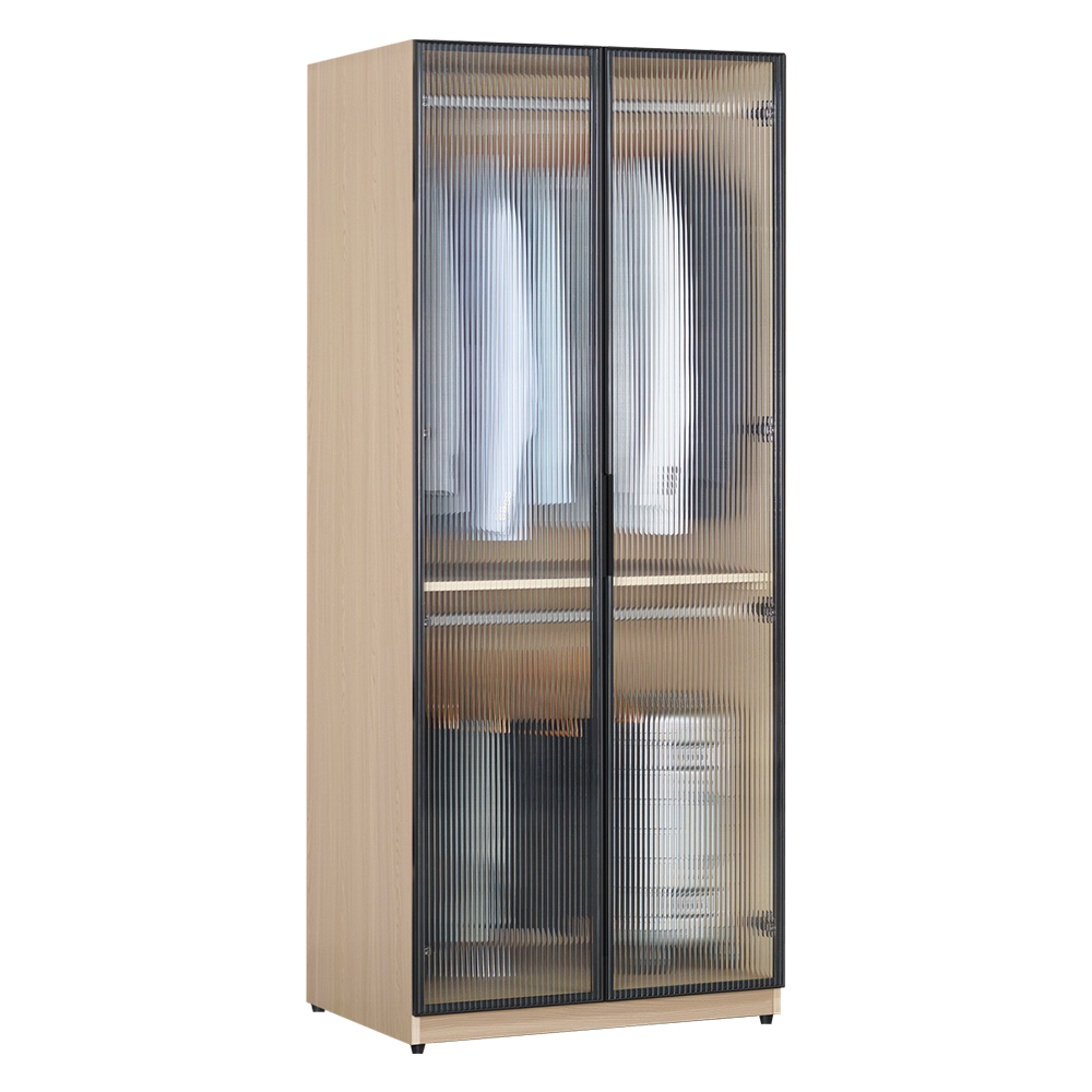 恩洛2.7尺長虹玻璃門衣櫃/透視衣櫃(二吊桿)