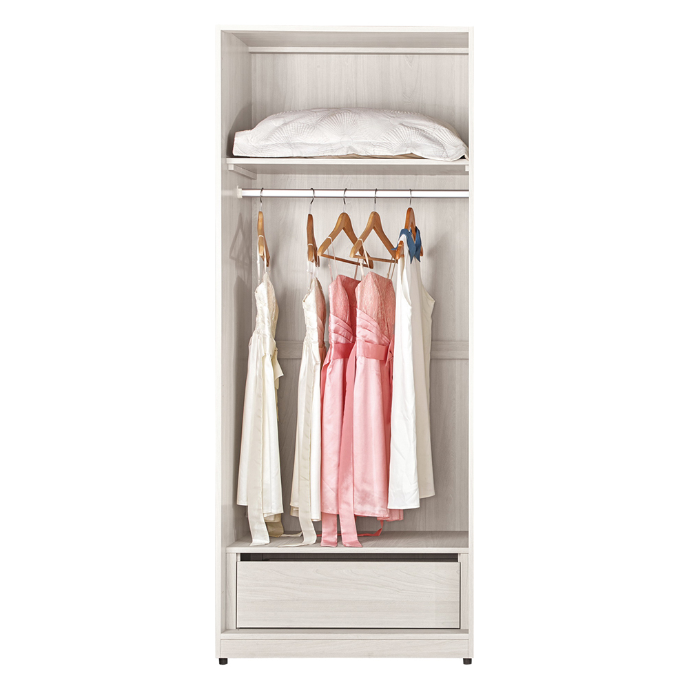 恩洛2.7尺二門衣櫃(單吊桿+一抽+一格)