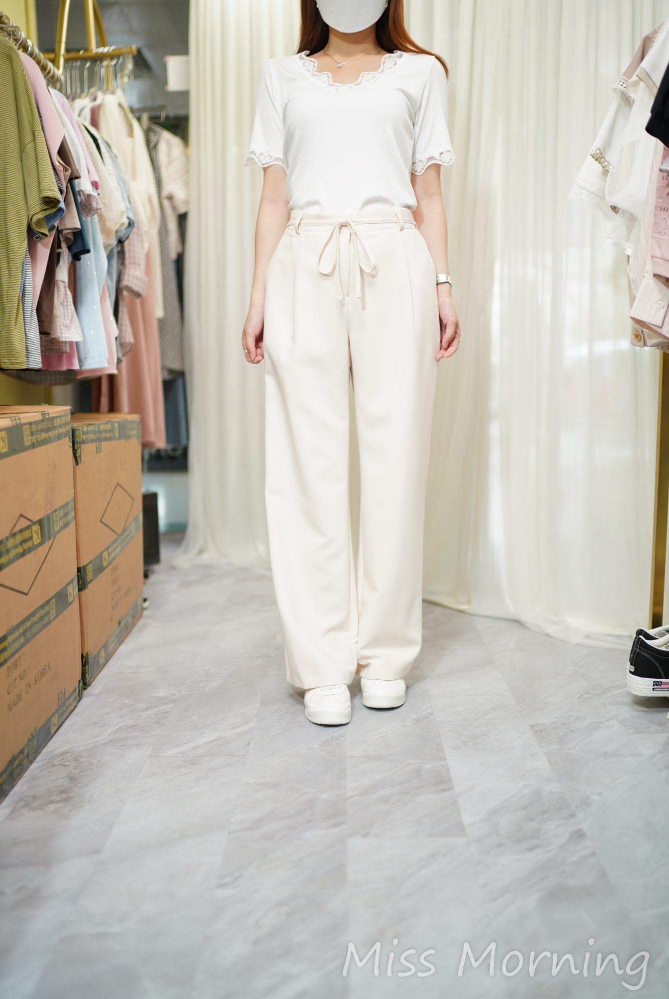 V領Lace顯瘦彈彈上衣(14557)