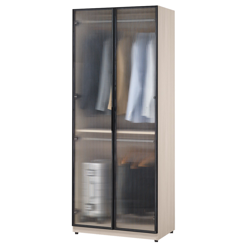 巴拉2.7尺長虹玻璃門衣櫃/透視衣櫃(二吊桿)